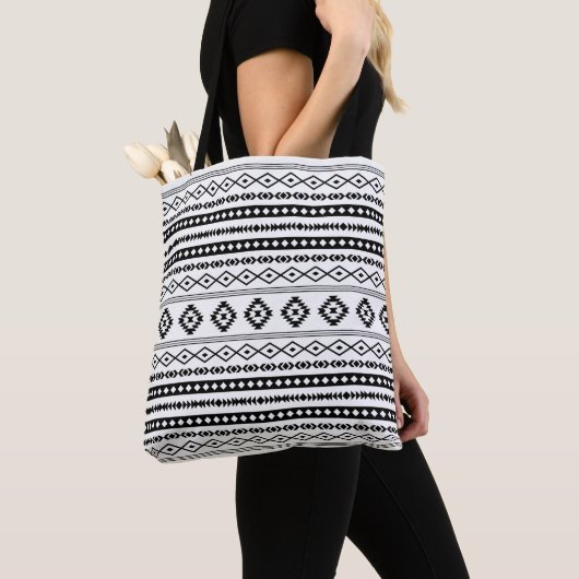 Aztec Black on White Mixed Motifs Muster Tasche (Von Nahem)