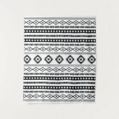 Aztec Black on White Mixed Motifs Muster Wandteppich (Vorderseite)