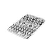 Aztec Black on White Mixed Motifs (V)-Muster Badematte (Schrägansicht)