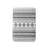 Aztec Black on White Mixed Motifs (V)-Muster Badematte (Vorderseite Vertikal)