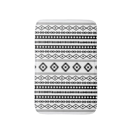Aztec Black on White Mixed Motifs (V)-Muster Badematte (Vorderseite Vertikal)