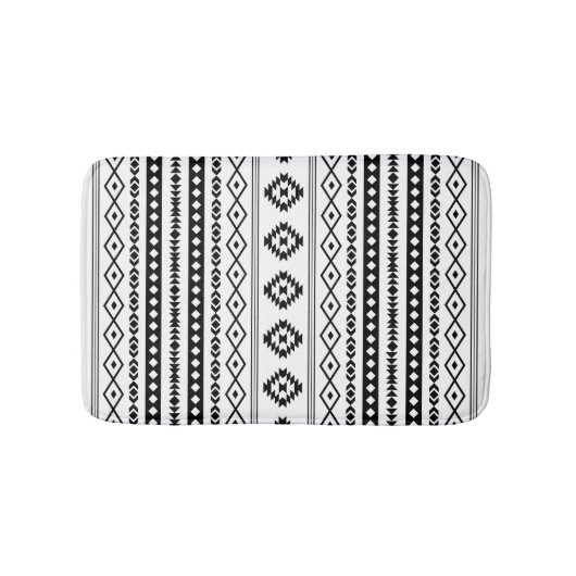 Aztec Black on White Mixed Motifs (V)-Muster Badematte (Vorderseite)