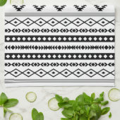 Aztec Black on White Mixed Motifs (V)-Muster Geschirrtuch (Gefaltet)