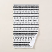 Aztec Black on White Mixed Motive Sml Muster Badhandtuch Set (Handtuch)