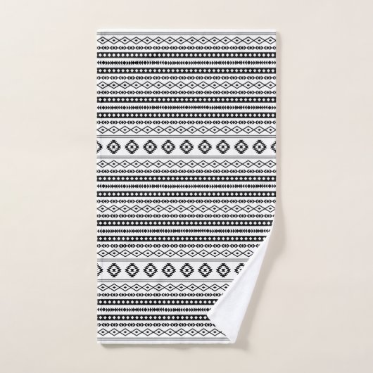 Aztec Black on White Mixed Motive Sml Muster Badhandtuch Set (Handtuch)