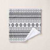 Aztec Black on White Mixed Motive Sml Muster Badhandtuch Set (Waschlappen)