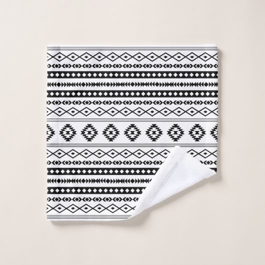 Aztec Black on White Mixed Motive Sml Muster Badhandtuch Set (Waschlappen)