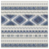 Aztec Blauer und Weiße Nahtlose Premium-Stoffe Stoff (Nahaufnahme)