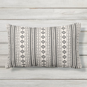 Aztec Blk on Cream Mixed Motifs (V) Wiederholungsm Kissen Für Draußen