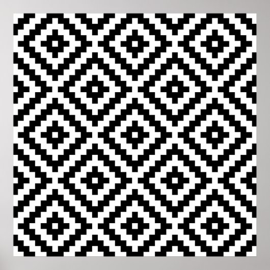 Aztec Block Symbol Big Ptn Black & White I Poster (Vorne)