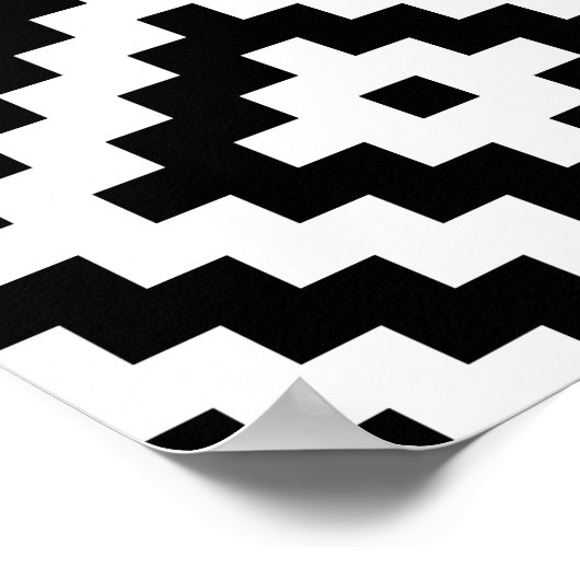 Aztec Block Symbol Big Ptn Black & White II Poster (Ecke)