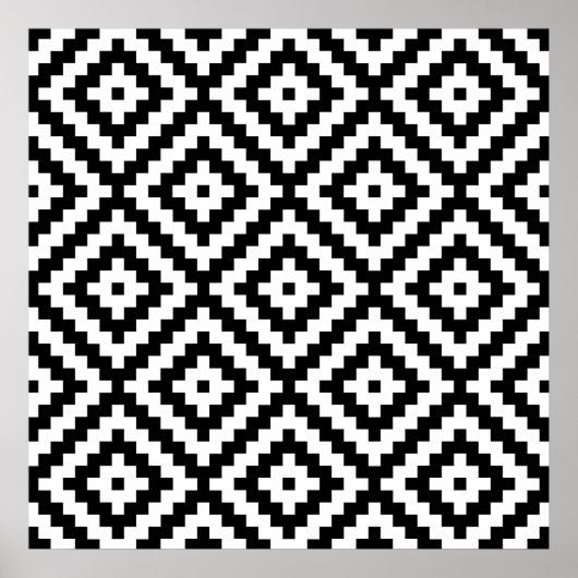 Aztec Block Symbol Big Ptn Black & White II Poster (Vorne)