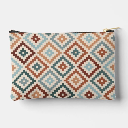 Aztec Block Symbol Big Ptn Teals Crm Terracottas Zubehörtasche (Rückseite)