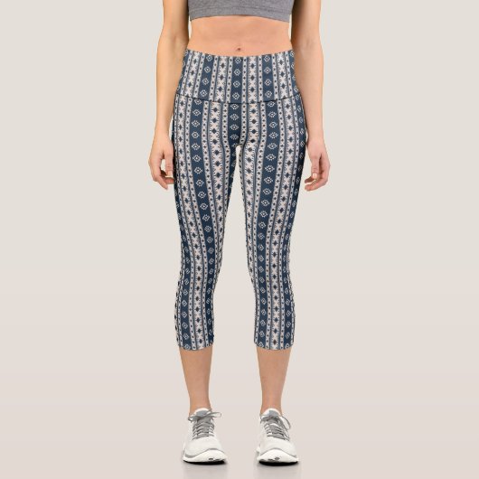 Aztec Blue High Waisted Capris (Vorderseite)