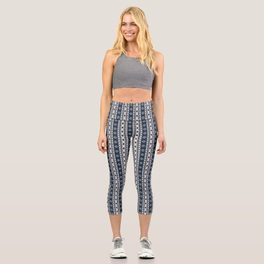 Aztec Blue High Waisted Capris (Vorderseite)