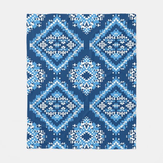 Aztec Blue Knitted Geometric Art Fleecedecke (Vorderseite)