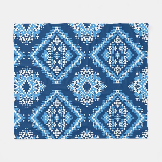 Aztec Blue Knitted Geometric Art Fleecedecke (Vorderseite (Horizontal))