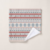 Aztec Blue Red Black Cream Mixed Motifs Muster Badhandtuch Set (Waschlappen)