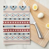 Aztec Blue Red Black Cream Mixed Motifs Muster Geschirrtuch (Viertel Falte)