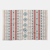 Aztec Blue Red Black Cream Mixed Motifs Muster Geschirrtuch (Horizontal)