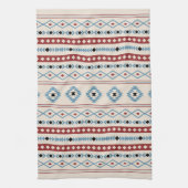 Aztec Blue Red Black Cream Mixed Motifs Muster Geschirrtuch (Vertikal)