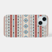 Aztec Blue Red Black Cream Mixed Motifs Muster iPhone 15 Hülle (Rückseite (Horizontal))