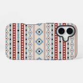 Aztec Blue Red Black Cream Mixed Motifs Muster iPhone 16 Hülle (Rückseite (Horizontal))