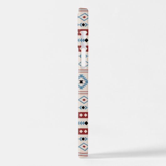 Aztec Blue Red Black Cream Mixed Motifs Muster iPhone Hülle (Linke Seite)
