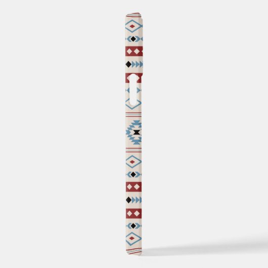 Aztec Blue Red Black Cream Mixed Motifs Muster iPhone Hülle (Rechte Seite)