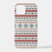 Aztec Blue Red Black Cream Mixed Motifs Muster iPhone Hülle (Rückseite)