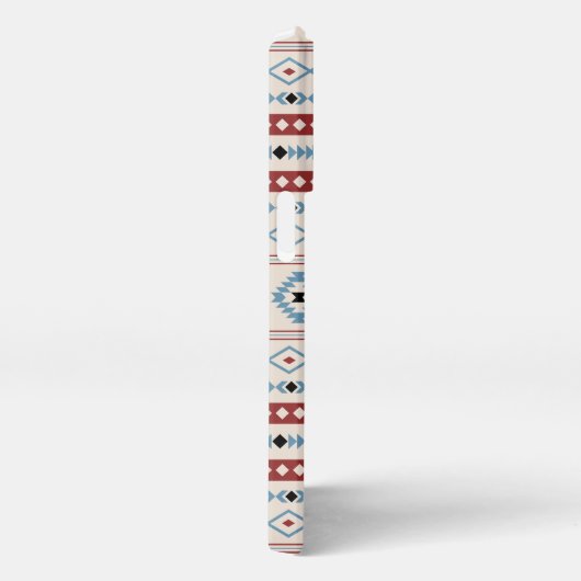 Aztec Blue Red Black Cream Mixed Motifs Muster iPhone Hülle (Rechte Seite)