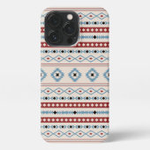 Aztec Blue Red Black Cream Mixed Motifs Muster iPhone Hülle (Rückseite)