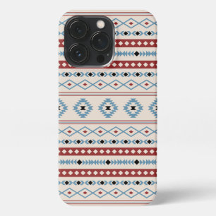 Aztec Blue Red Black Cream Mixed Motifs Muster iPhone 13 Pro Hülle