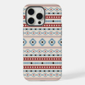 Aztec Blue Red Black Cream Mixed Motifs Muster iPhone Hülle (Rückseite)