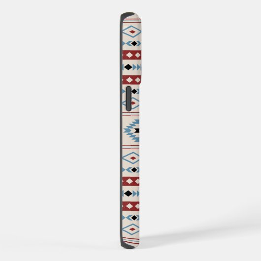 Aztec Blue Red Black Cream Mixed Motifs Muster iPhone Hülle (Rechte Seite)