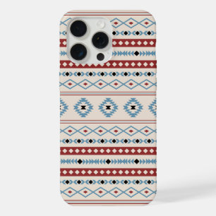 Aztec Blue Red Black Cream Mixed Motifs Muster iPhone 15 Pro Max Hülle