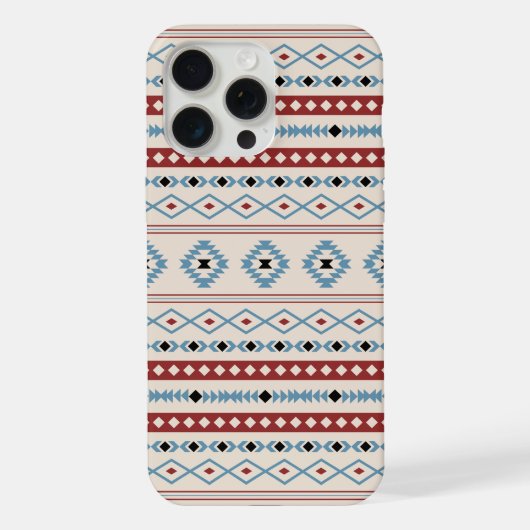 Aztec Blue Red Black Cream Mixed Motifs Muster iPhone Hülle (Rückseite)