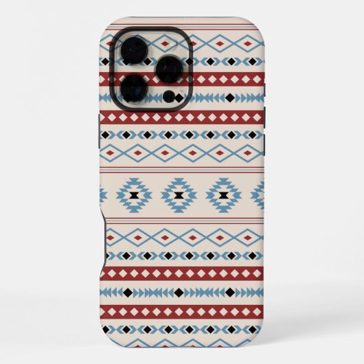 Aztec Blue Red Black Cream Mixed Motifs Muster iPhone Hülle (Rückseite)