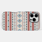 Aztec Blue Red Black Cream Mixed Motifs Muster iPhone Hülle (Rückseite (Horizontal))
