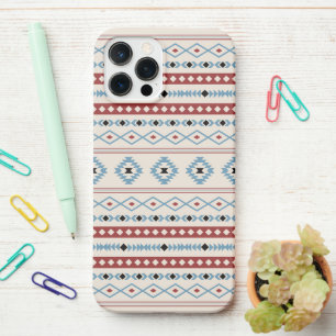 Aztec Blue Red Black Cream Mixed Motifs Muster iPhone 12 Pro Max Hülle