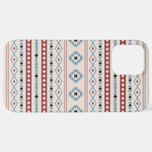 Aztec Blue Red Black Cream Mixed Motifs Muster iPhone Hülle (Rückseite (Horizontal))