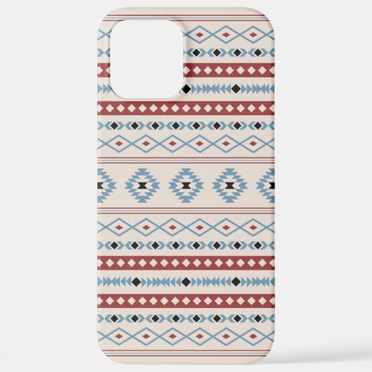 Aztec Blue Red Black Cream Mixed Motifs Muster iPhone Hülle (Rückseite)
