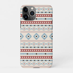 Aztec Blue Red Black Cream Mixed Motifs Muster iPhone 11Pro Hülle