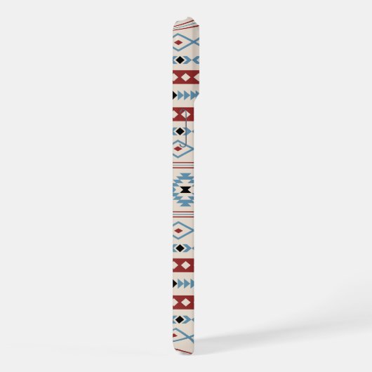 Aztec Blue Red Black Cream Mixed Motifs Muster iPhone Hülle (Rechte Seite)