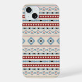 Aztec Blue Red Black Cream Mixed Motifs Muster iPhone Hülle (Rückseite)