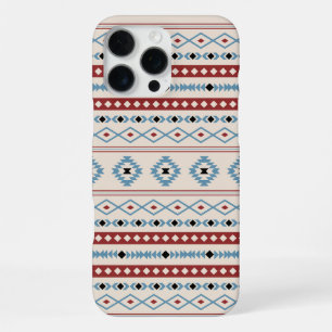 Aztec Blue Red Black Cream Mixed Motifs Muster iPhone 16 Pro Max Hülle
