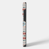 Aztec Blue Red Black Cream Mixed Motifs Muster iPhone Hülle (Linke Seite)