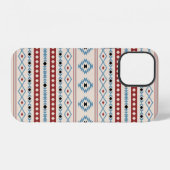Aztec Blue Red Black Cream Mixed Motifs Muster iPhone Hülle (Rückseite (Horizontal))