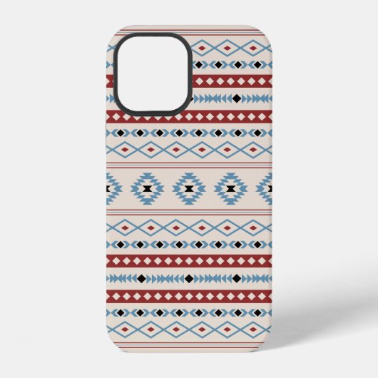 Aztec Blue Red Black Cream Mixed Motifs Muster iPhone Hülle (Rückseite)
