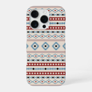 Aztec Blue Red Black Cream Mixed Motifs Muster iPhone 16 Pro Hülle